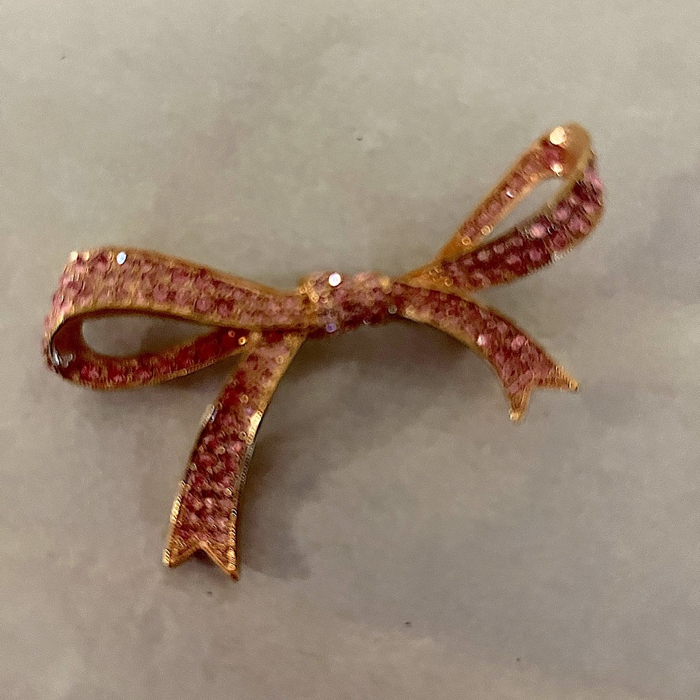Vintage Kenneth J. Lane (KJL) Pretty In Pink Rhinestone Bow Brooch